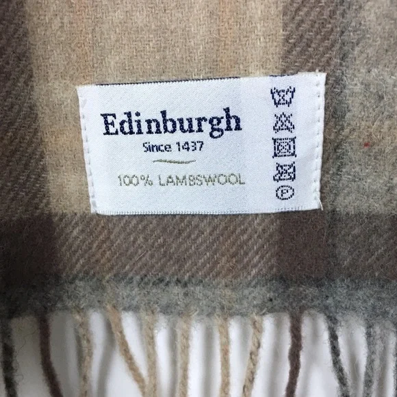 EDINBURGH Scarf 100% Lambswool Plaid Stripe Fringe Soft Cozy Warm Dark Academia
